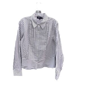 Jones New York Monochrome Striped Button-Down Shirt
